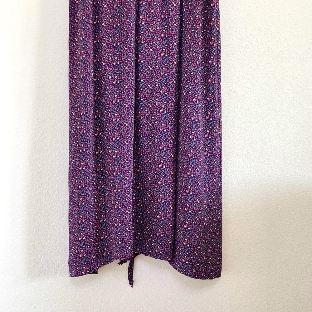 Vintage Liz Roberts Inc Ditsy Floral Blouson Midi Dress Purple Pink Vtg 10 S-M - Picture 5 of 15